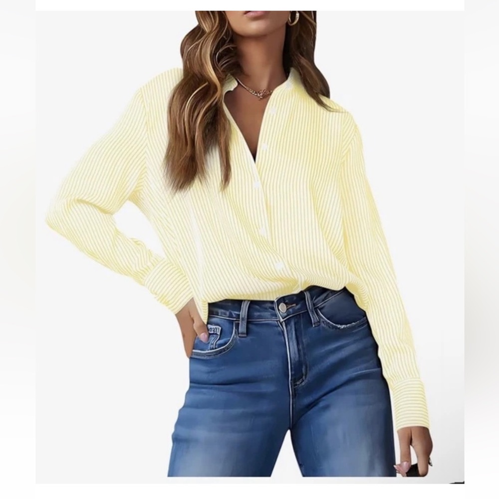 Omsj Long Sleeve Button Down Blouse Size L